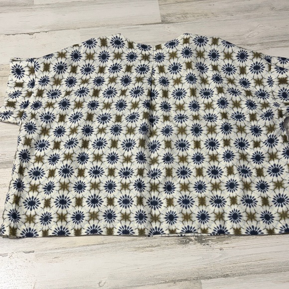 bryn Walker Blue and Brown Starburst Linen Blouse - Picture 7 of 11